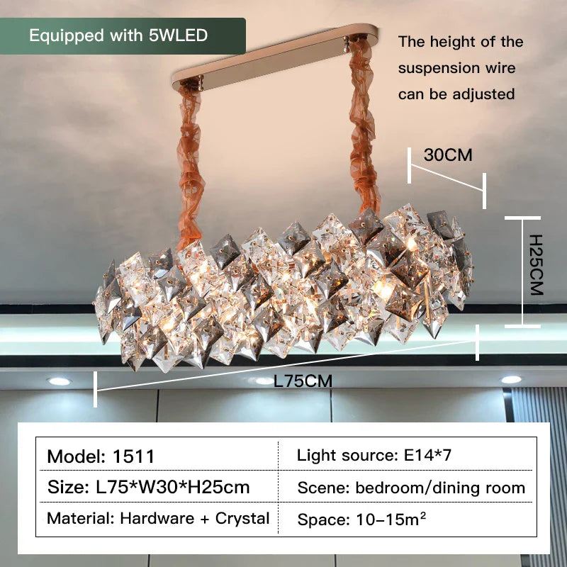 Afralia™ Crystal Chandelier: High-End LED Pendant Light for Living Room, Dining Room & Kitchen
