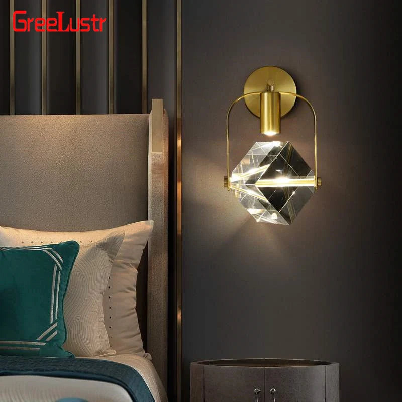 Afralia™ Crystal LED Wall Sconce Copper Light Fixture for Modern Luxury Home Decor