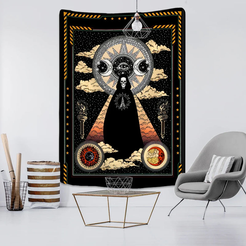 Afralia™ Star Moon Van Gogh Tarot Tapestry Wall Hanging Bohemian Home Decor