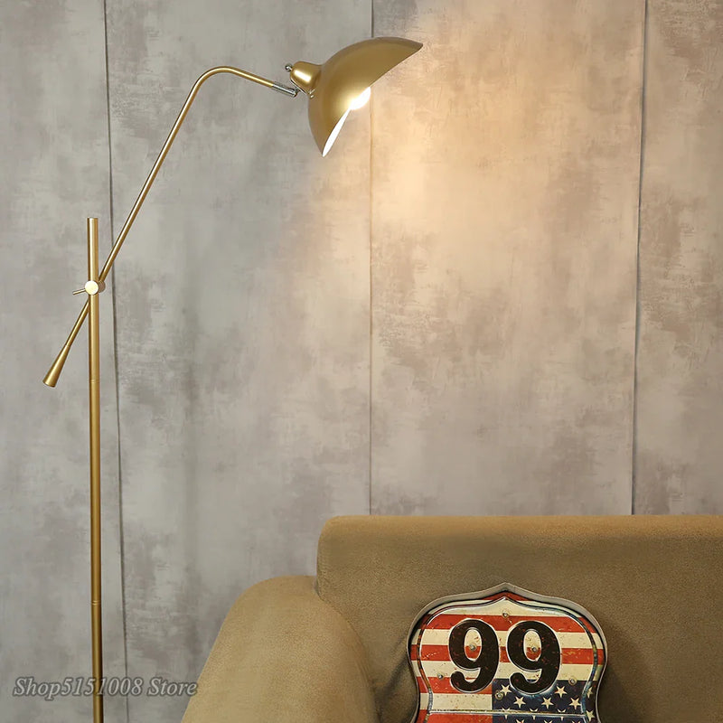 Afralia™ Nordic Gold Floor Lamp with Marble Base - Adjustable Length E27 Fixture