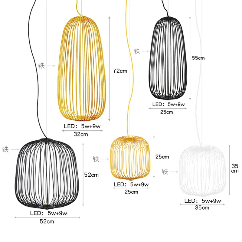 Afralia™ Spokes Pendant Lamp: Modern Bird Cage LED Light Fixture for Kitchen, Dining Room