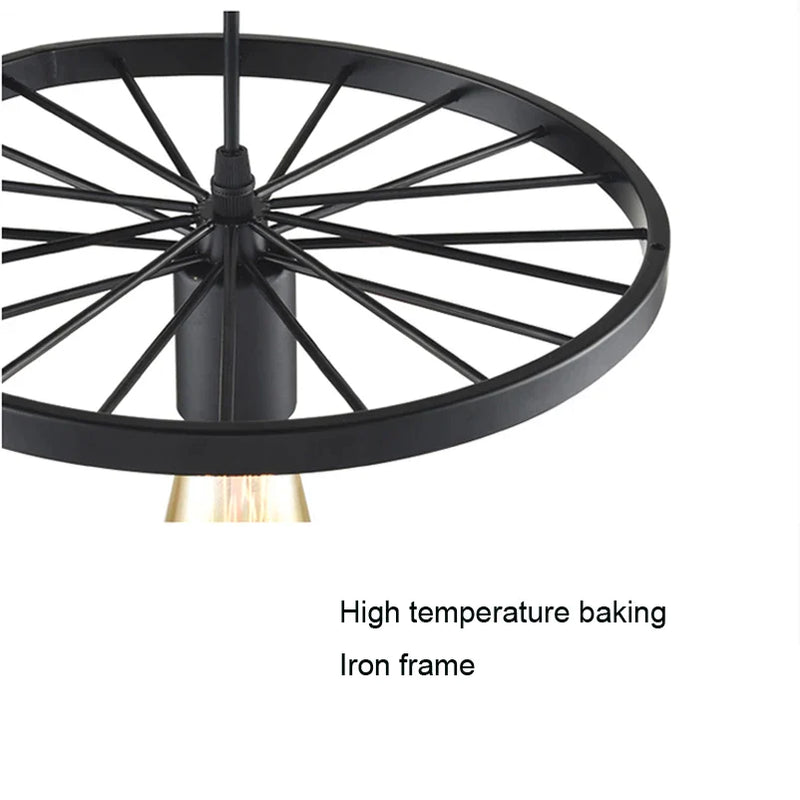 Afralia™ Iron Wheel Chandelier | Retro Loft Industrial Pendant Light for Dining Room