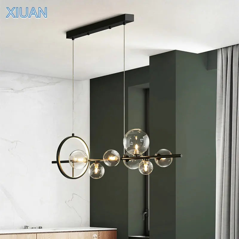Afralia™ Modern Black Bubble Chandelier for Dining Living Room Kitchen Bar Island