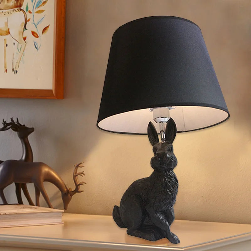 Afralia™ Rabbit Resin Table Lamp for Children's Room and Living Room