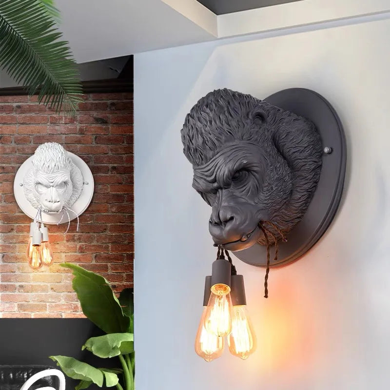 Afralia™ Gorilla Resin Wall Lamp: Modern Retro LED Sconce for Bedroom Decor