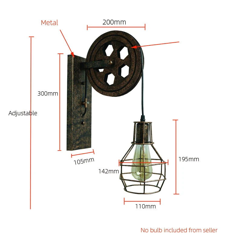 Afralia™ Vintage Industrial Wall Sconce Flexible Loft Lifting Wall Lamp retro e27 Bulb