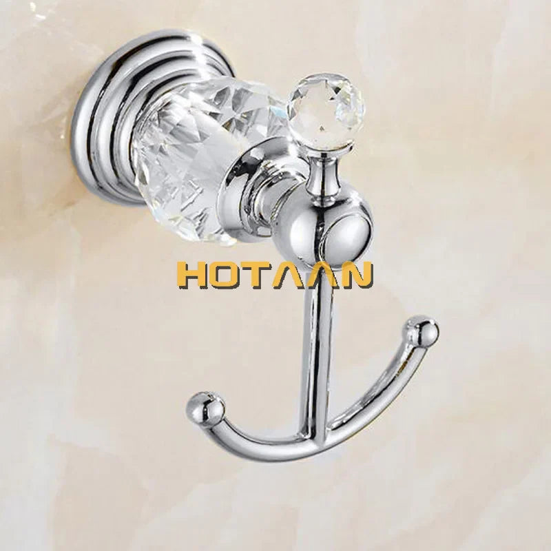 Afralia™ Crystal Silver Bathroom Accessories Set, Chrome Polished Brass Bath Hardware