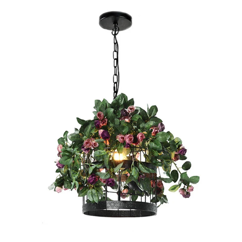 Afralia™ Industrial Style Rose Chandelier - Wrought Iron Pendant Lamp for Home, Restaurant, Bar