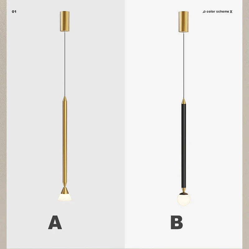 Afralia™ Black Gold Hanging Nordic Lamp with Long Cable for Bedroom Sconces