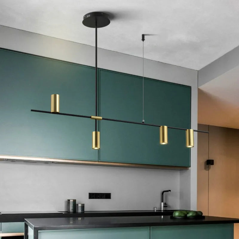 Afralia™ Designer Black Long Chandelier Lights for Modern Minimalist Dining Room
