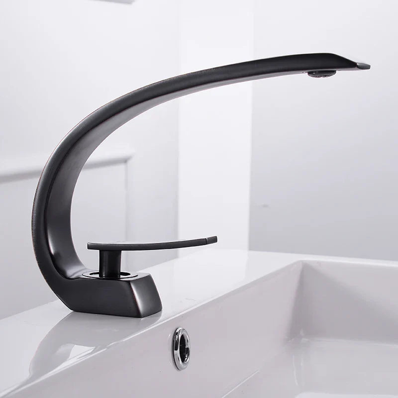 Afralia™ White Waterfall Basin Faucet Mixer Single Handle Modern Brass Bathroom Tap