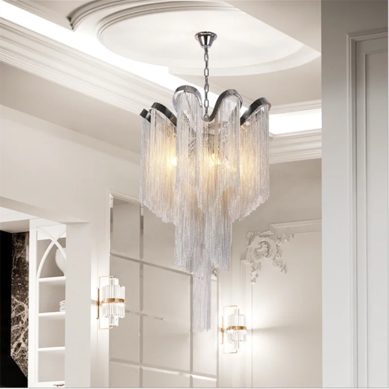 Afralia™ Modern Luxury Tassel Chandelier with E14 Base Aluminum Lamp for Indoor Decor