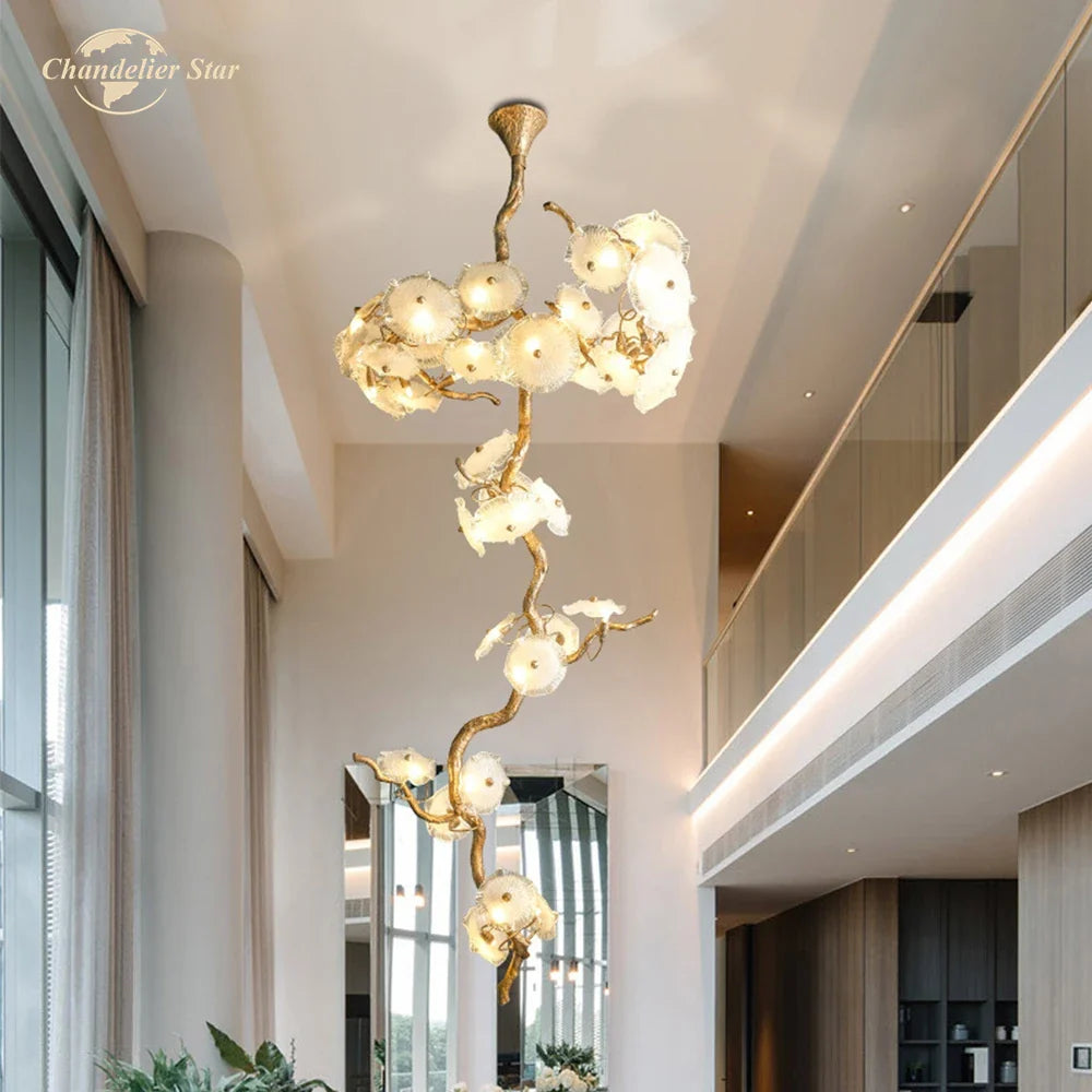 Afralia™ Branch Glass Chandelier LED Lights for Living Room Dining Staircase Villa