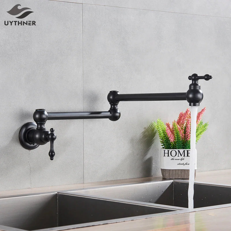 Afralia™ Solid Brass Swivel Kitchen Sink Tap Faucet, Wall Mounted Pot Filler