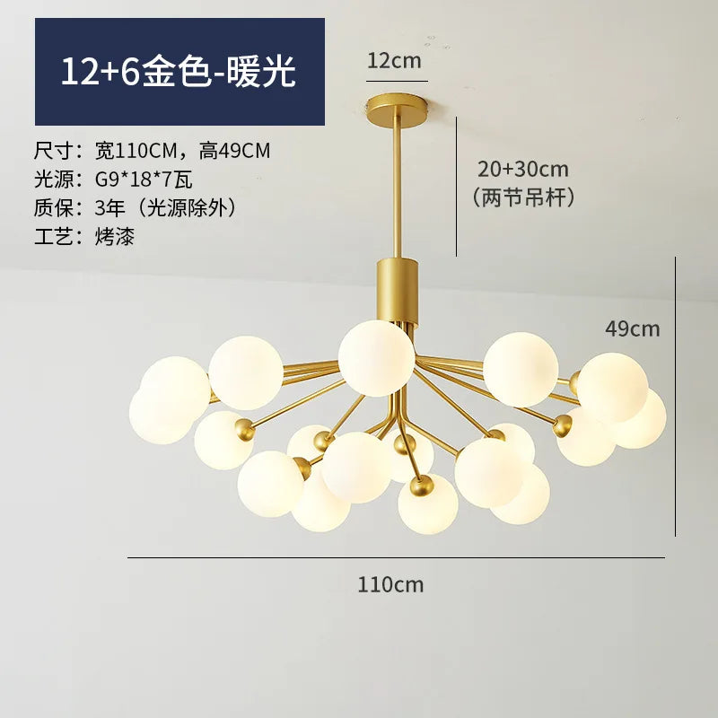 Afralia™ Gold Glass Ball Chandelier: Luxury LED Lighting for Dining Room, Kitchen, Cafe