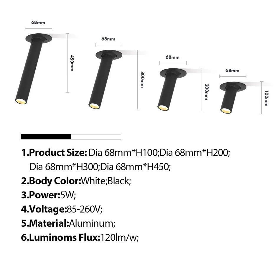 Afralia™ 5W LED Bar Ceiling Spotlight: Modern High-Quality Adjustable Indoor Lighting