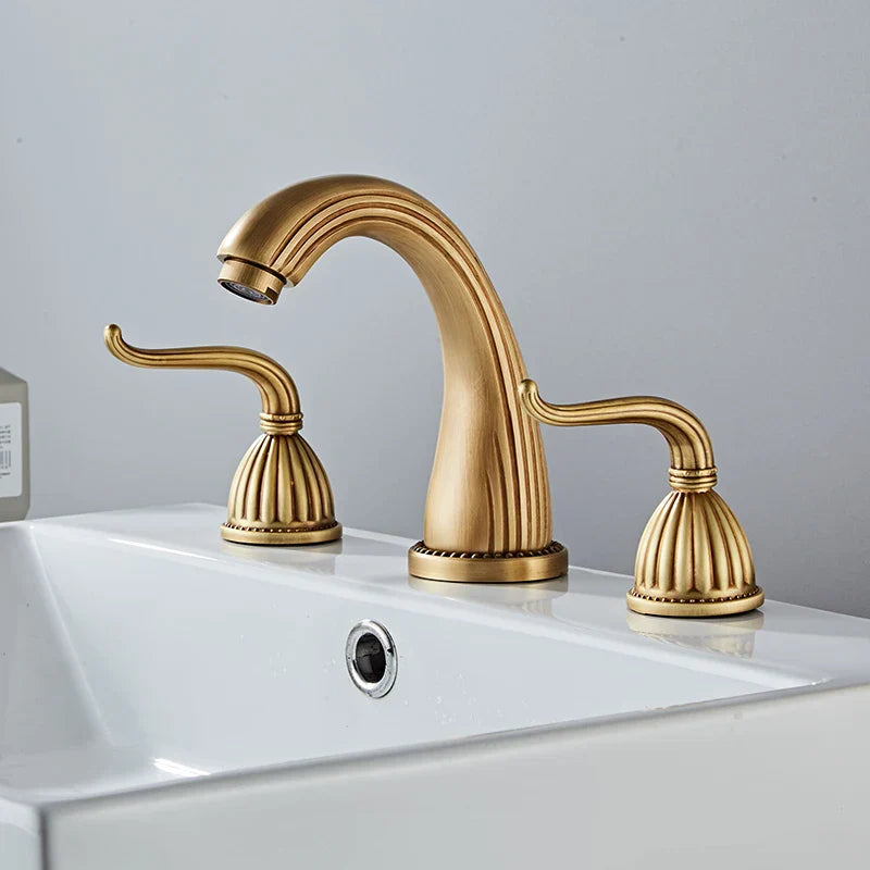 Afralia™ Antique Bronze Widespread Basin Faucet with Double Handles