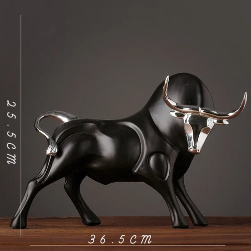 Afralia™ Bull Sculpture Resin Animal Statue Home Decor Craft Figurine