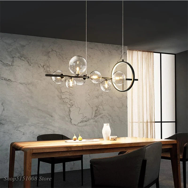 Afralia™ Glass Ball Chandelier Pendant Lighting Fixture