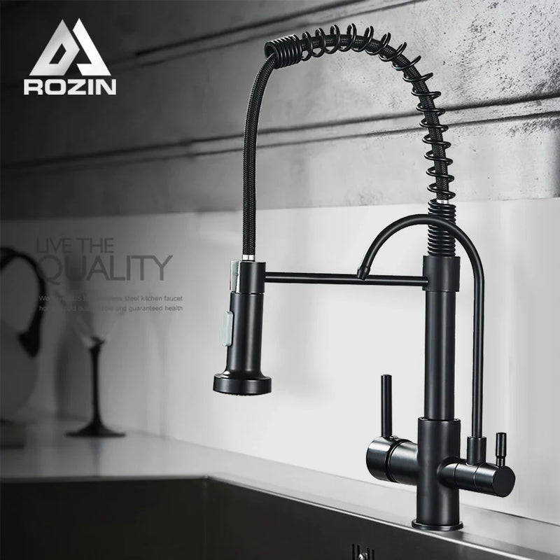 Afralia™ Swivel Filter Kitchen Faucet with Pull Down Nozzle and Hot/Cold Water Mixer