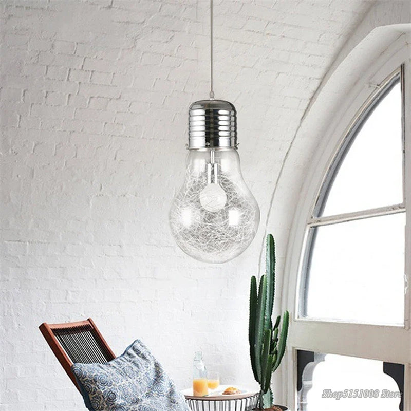 Afralia™ Big Bulb LED Pendant Lights Glass Hanglamp Fixture for Home Décor