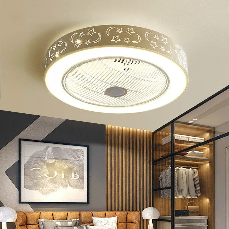 Afralia™ White Iron Acrylic LED Ceiling Fan Light Dimmable Remote Control