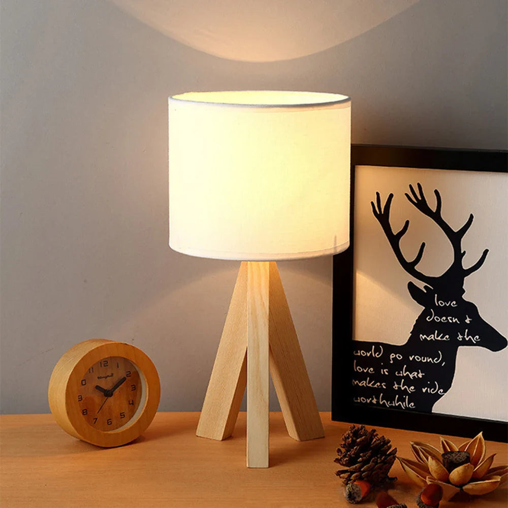 Afralia™ Nordic Linen Table Lamp E27 Bulb Night Light for Home Bedroom Decor