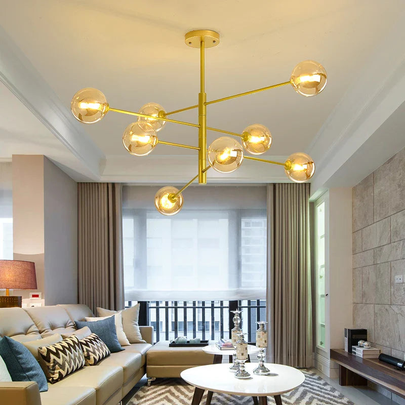 Afralia™ Black/Gold G9 LED Chandelier for Living Room Bedroom Modern Pendant Lighting