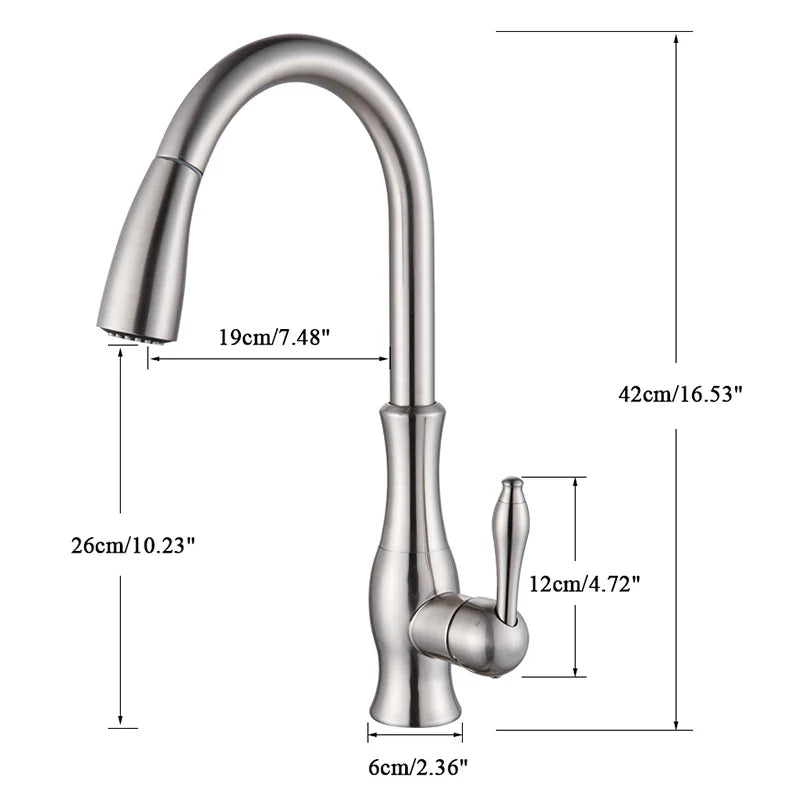 Afralia™ Brushed Nickel Kitchen Faucet Pull Out Single Handle Mixer Tap