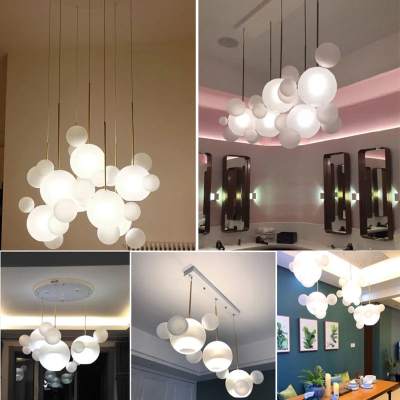 Afralia™ Glass Bubble LED Chandelier for Kids Kitchen Dining Office Lighting