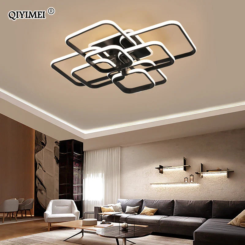 Afralia™ Modern LED Square Circle Rings Ceiling Lights for Home Living Room Bedroom
