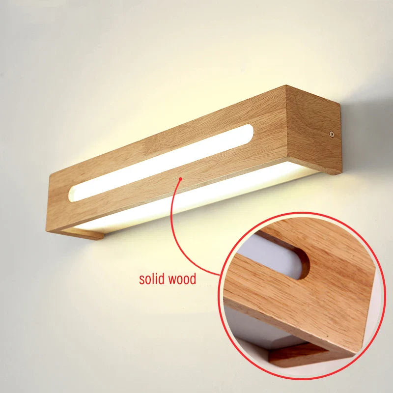 Afralia™ Nordic Wood Wall Light 12W LED for Bedroom, Foyer, Study, Bathroom Mirror