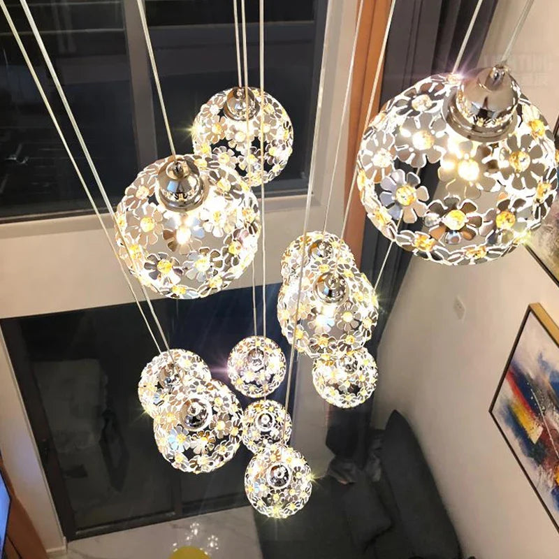 Afralia™ Nordic Aluminum Flower Pendant Lights for Indoor Living Room Bedroom Dining