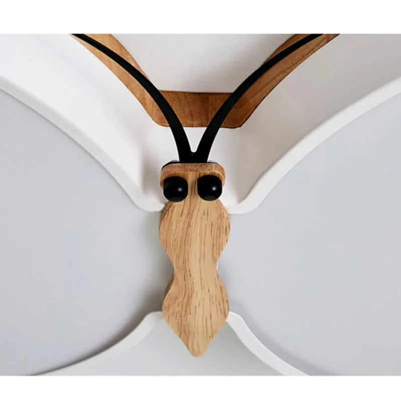 Afralia™ LED Butterfly Chandelier Modern Wood Ceiling Light for Kids Room