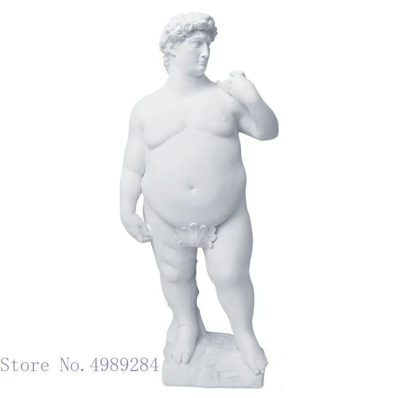 Afralia™ David Obesity Resin Sculpture: Nude Male Figure Art Home Decor Ornament