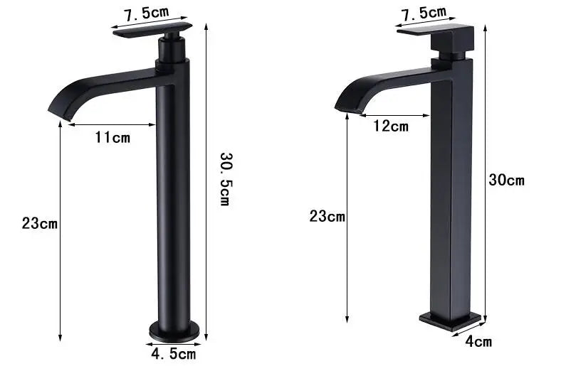 Afralia™ Stainless Steel Cold Water Basin Faucet - Black Bathroom Sink Tap