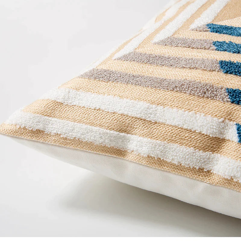 Afralia™ Abstract Embroidered Pillow Cover 45x45cm Pink Beige for Living Room