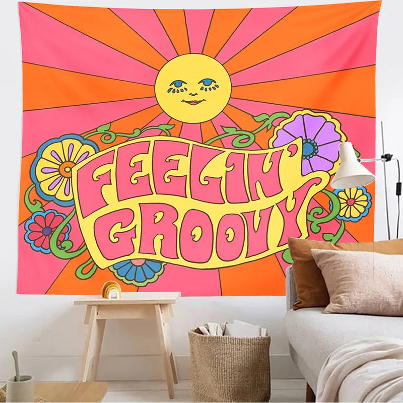 Afralia™ Sunshine Boho Tapestry - Colorful Psychedelic Wall Hanging, Bedroom & Living Room Decor