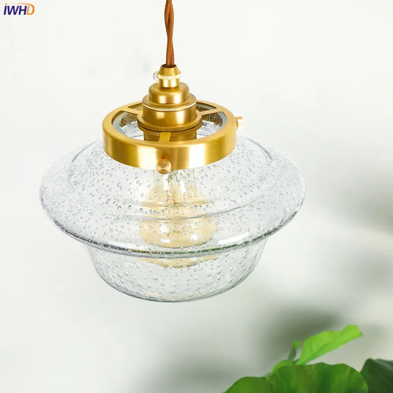 Afralia™ White Glass LED Pendant Light: Japanese Nordic Style Copper Hanging Lamp