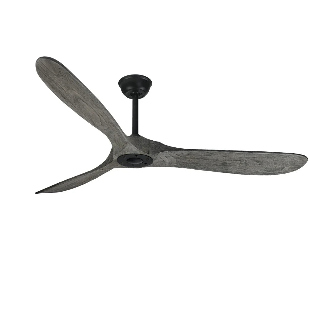 Afralia™ 52" Grey Vintage Wood Ceiling Fan Without Light Remote Control