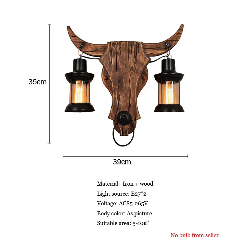 Afralia™ Retro Iron Wood Glass Wall Sconce: Industrial Light Design for Home, Restaurant, Bar