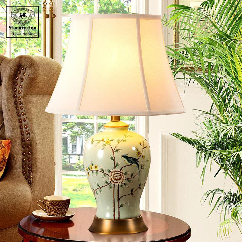 Afralia™ Ceramic Vase Table Lamp: Elegant Bedroom & Living Room Night Light