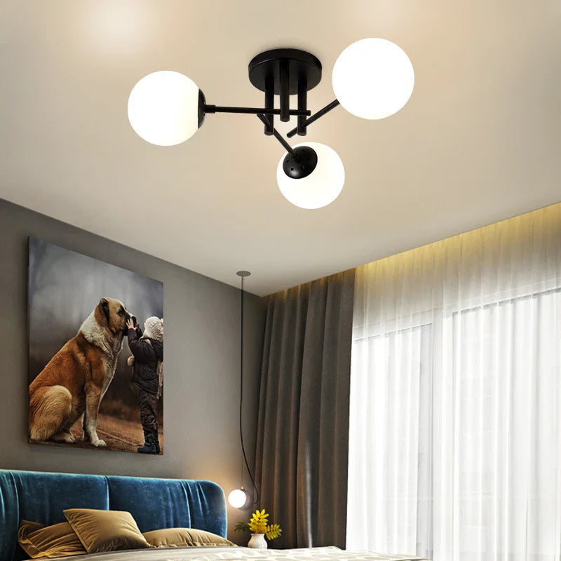 Afralia™ Milk Glass Ceiling Light Modern Ceiling Lamp Living Room Lighting