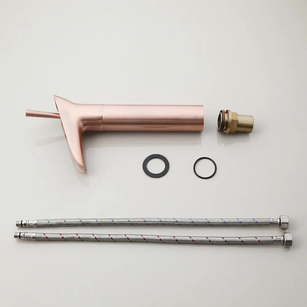 Afralia™ Golden Waterfall Bathroom Faucet Mixer Tap Tall Sink Deck Mounted