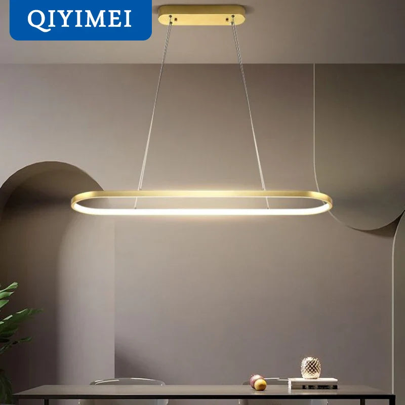 Afralia™ Rectangle Modern LED Pendant Lamps for Living Room, Remote Control, AC85-260V