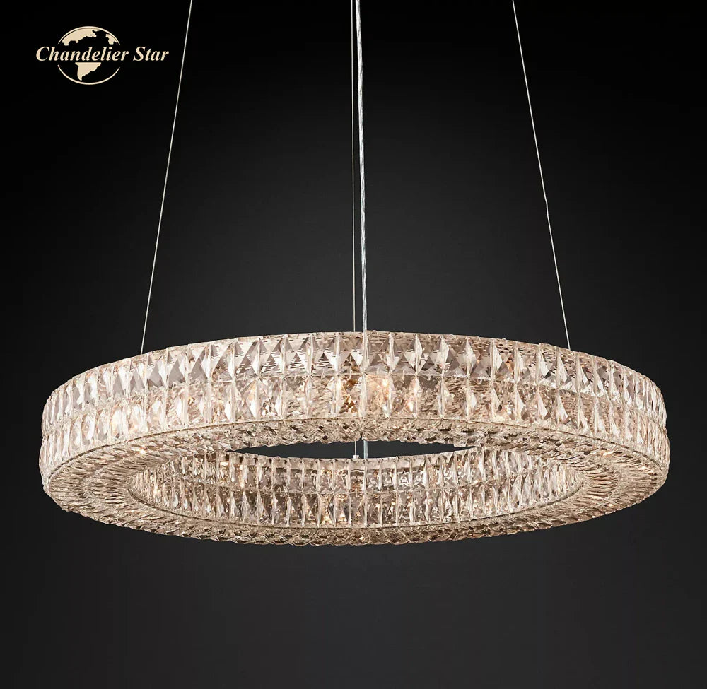 Afralia™ LED Halo Crystal Chandelier for Bedroom Living Dining Room Decor