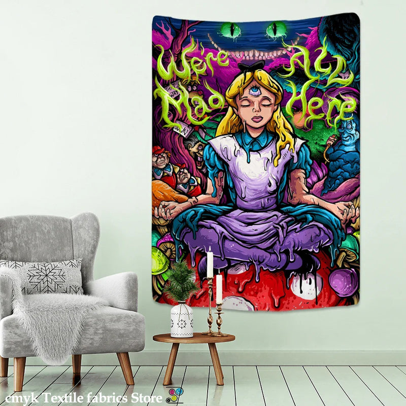 Afralia™ Anime Girl Tapestry Wall Hanging for Magic Science Fiction Bohemian Decor