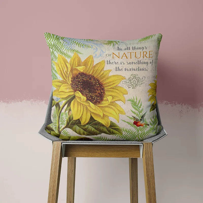 Sunflower Lumbar Pillowcase for Sofa and Dining Chair by Afralia™