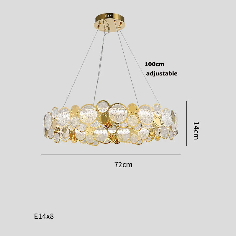 Afralia™ Gold Iron Glass Chandelier Lighting for Dinning Room