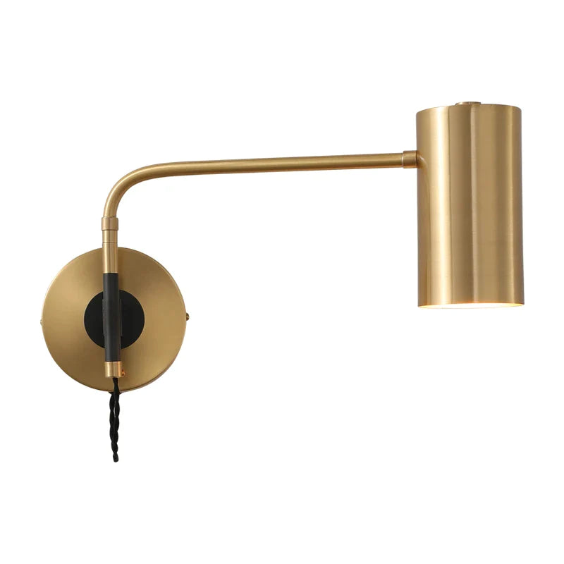 Afralia™ Copper Nordic Bedroom Bedside Wall Light Luxury Living Room Long Arm Wall Lamp